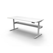 Rapidline Height Adjustable Halo+ Single Sided Workstation With Cable Tray Without Screen Natural White White Satin