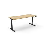 Rapidline Height Adjustable Halo+ Single Sided Workstation Without Cable Tray Without Screen Natural Oak Black Satin