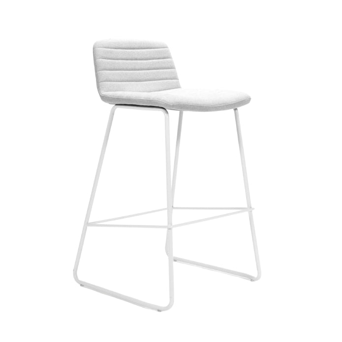 Pixel Bar Stool – 730H Light Grey Fabric White P C