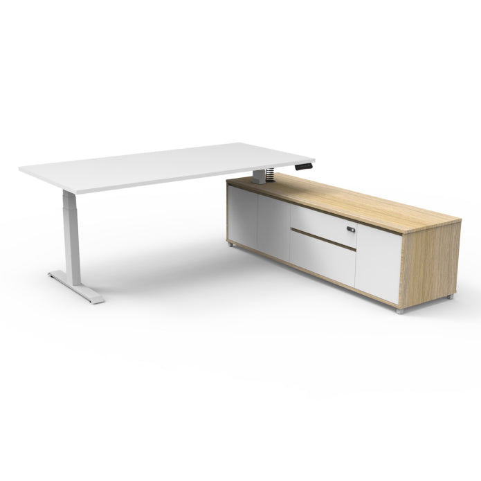 Boost Executive Desk Natural White White P C Right Hand Side Cabinet without Modesty Panel