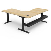 Rapidline Boost Static Corner Workstation With Cable Tray Without Screen Natural Oak Black Satin