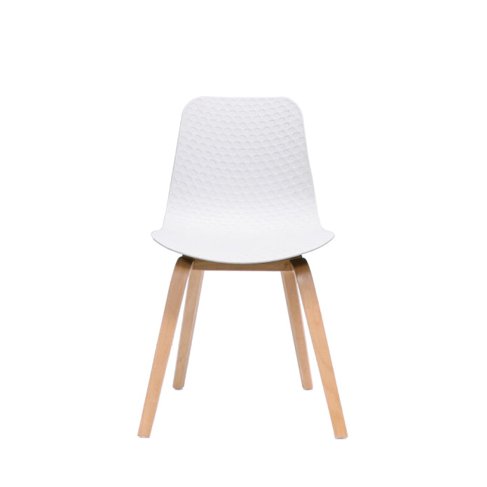 Lucid Chair White Shell & Light Oak Timber Base