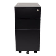 Steelco - Slimline Mobile Pedestal 615H x 300W x 500D Black Satin