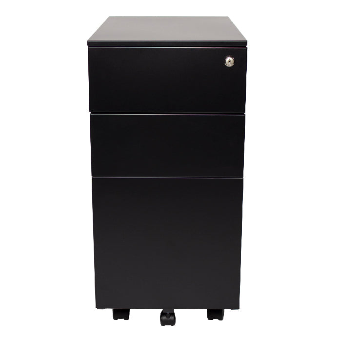 Steelco - Slimline Mobile Pedestal 615H x 300W x 500D Black Satin