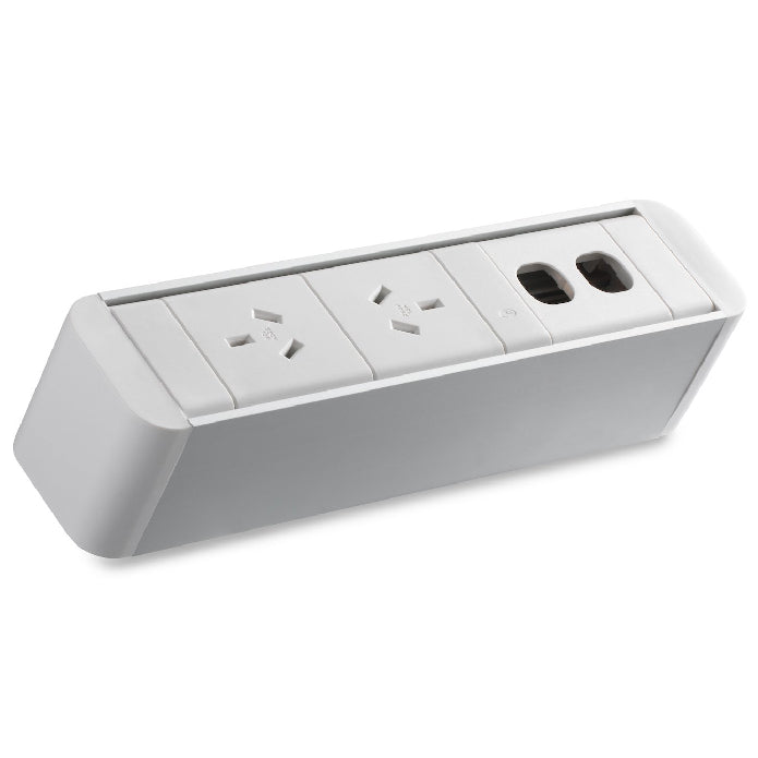 CMS Zeus Power Rail 2 x GPO + 2 Data Provisions White