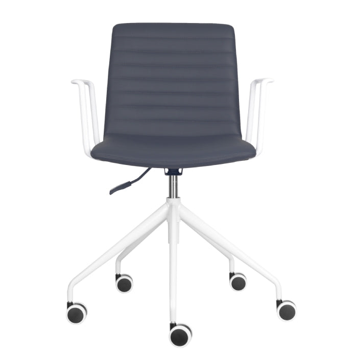 Pixel Swivel 5 Star Base Chair French Navy PU Arms White P C
