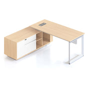 Casa Executive Desk & Cabinet White Satin P C Loop Leg Left Hand Side Cabinet
