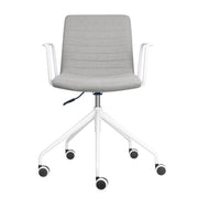 Pixel Swivel 5 Star Base Chair Light Grey Fabric Arms White P C