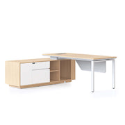 Casa Executive Desk & Cabinet White Satin P C Profile Leg Left Hand Side Cabinet
