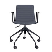 Pixel Swivel 5 Star Base Chair French Navy PU Arms Black P C
