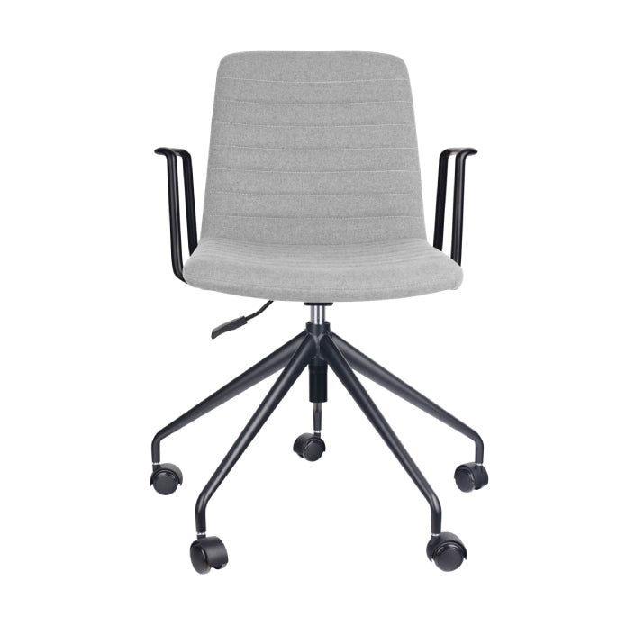 Pixel Swivel 5 Star Base Chair Light Grey Fabric Arms Black P C
