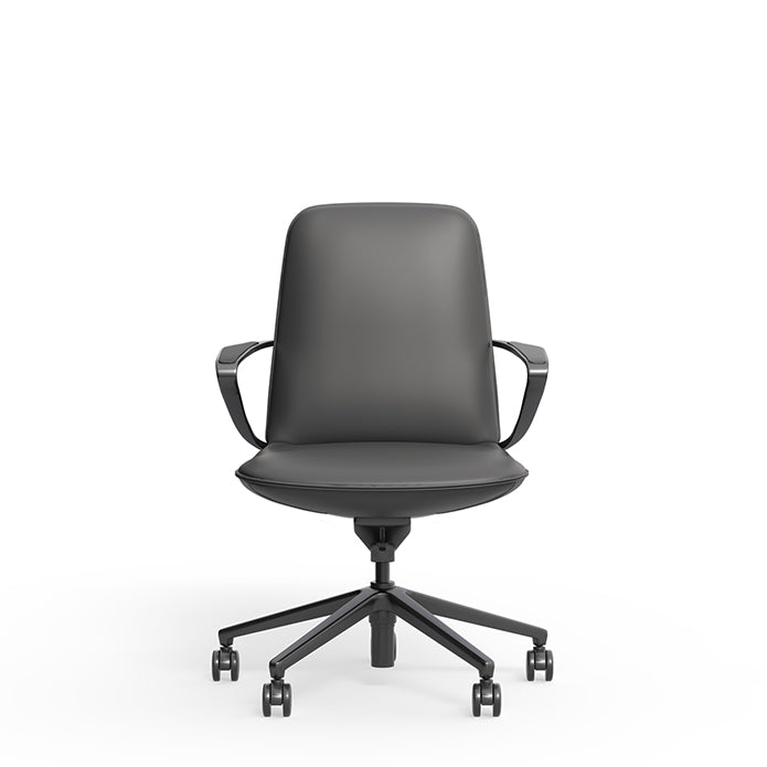 Nico Chair Mid Back Leather Charcoal