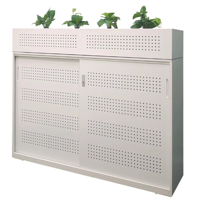 Steelco Shelves Sliding Door Cabinet With Perforated Doors