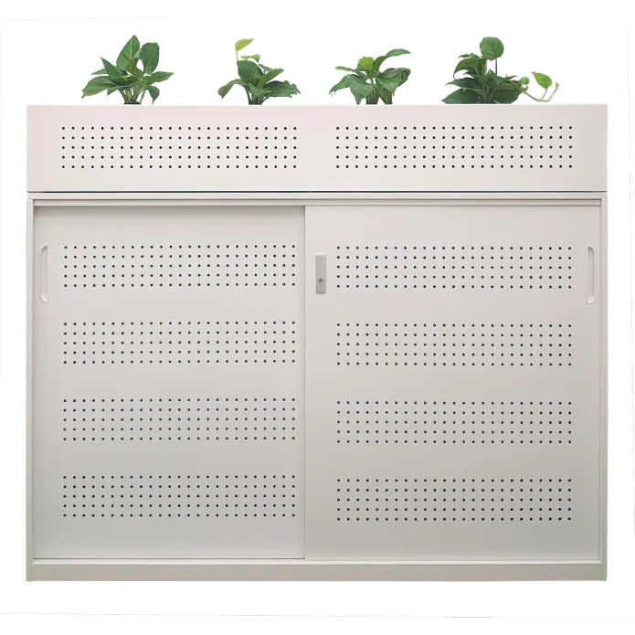 Steelco Shelves Sliding Door Cabinet With Perforated Doors