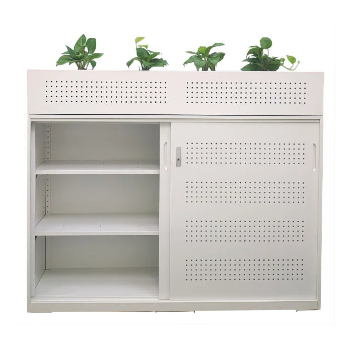 Steelco Shelves Sliding Door Cabinet With Perforated Doors