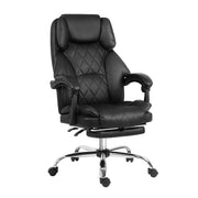 Artiss Executive Office Chair Leather Footrest Leather Black
