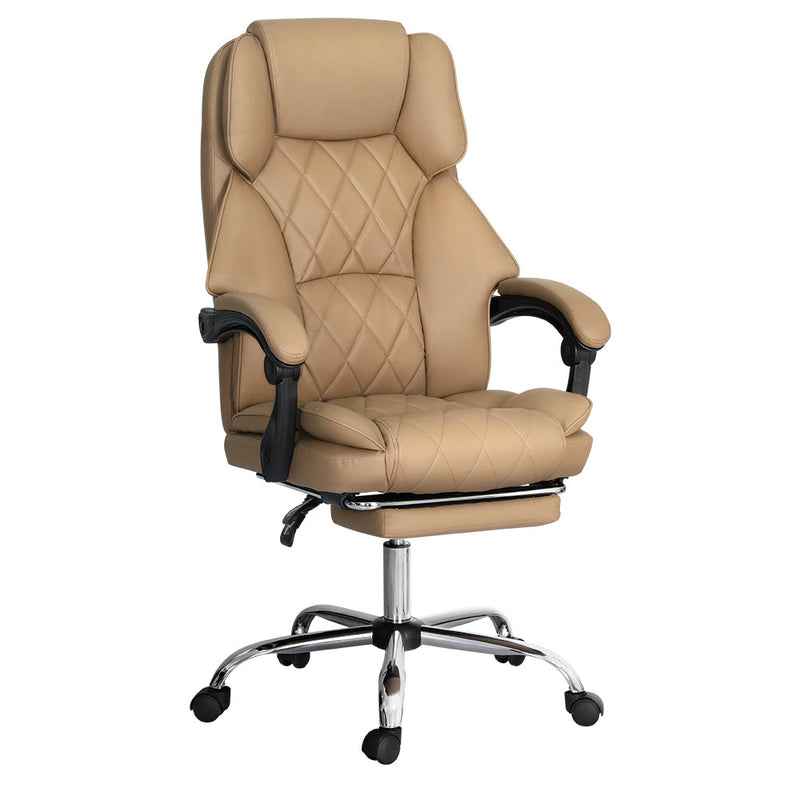 Artiss Executive Office Chair Leather Footrest Leather Espresso