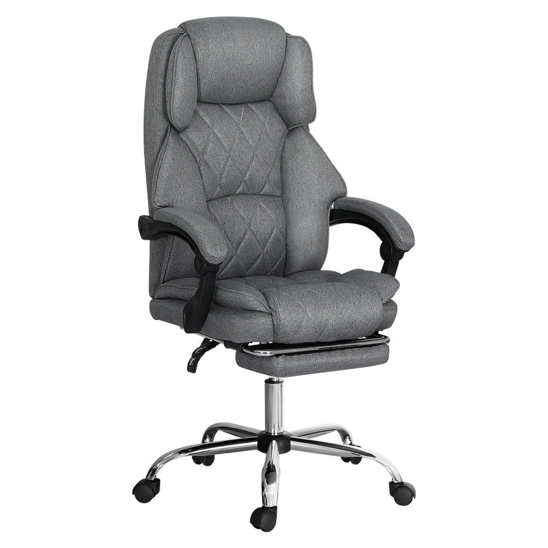 Artiss Executive Office Chair Leather Footrest Fabric Grey
