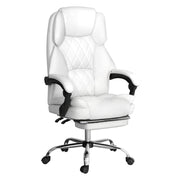 Artiss Executive Office Chair Leather Footrest Leather White