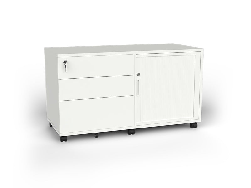 Tambour Drawer Caddy Unit Right White Powdercoat Right Hand