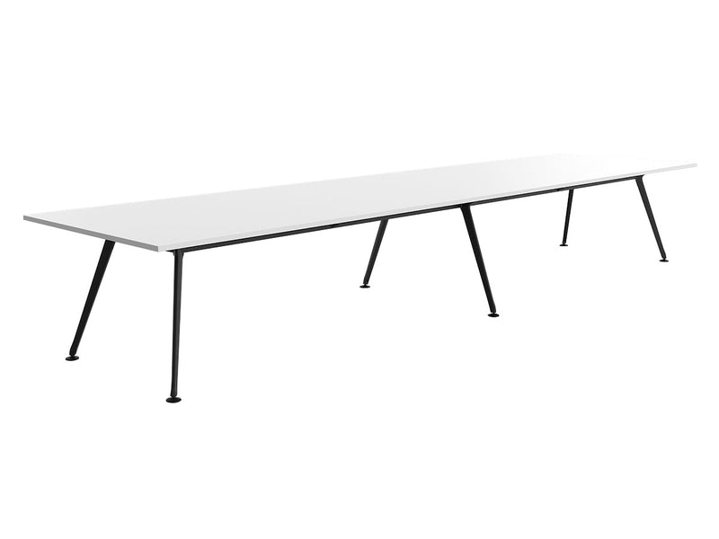 Team Boardroom Table 6 Leg 4800mmX1200mm White Black Powdercoat