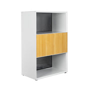 Steelco Edge Modular Range Cabinet 3 Tier Cabinet - 2 Open Shelf - 1 Door Natural Beech