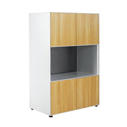 Steelco Edge Modular Range Cabinet 3 Tier Cabinet - 1 Open Shelf - 2 Door Natural Beech