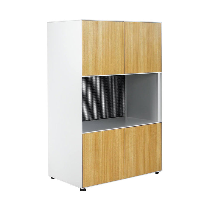 Steelco Edge Modular Range Cabinet 3 Tier Cabinet - 1 Open Shelf - 2 Door Natural Beech