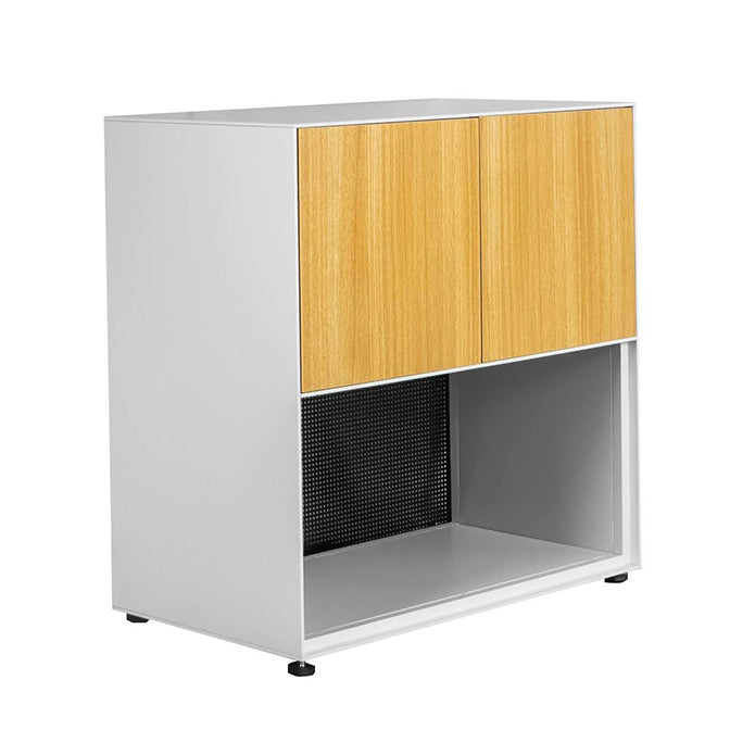 Steelco Edge Modular Range Cabinet 2 Tier Cabinet - 1 Door - 1 Open Shelf Natural Beech