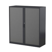 Steelco Tambour Door Cabinet 3 Shelves- 1200mm H x 1200mm W x 463D Black Satin