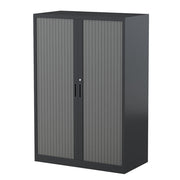 Steelco Tambour Door Cabinet 5 Shelves- 2000mm H x 900mm W x 463D Black Satin