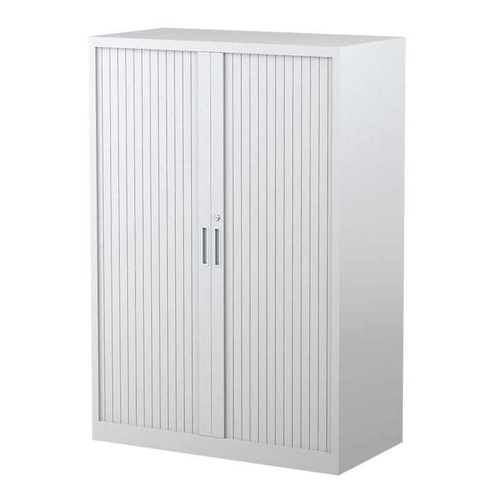 Steelco Tambour Door Cabinet 5 Shelves- 2000mm H x 900mm W x 463D White Satin