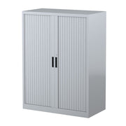 Steelco Tambour Door Cabinet 3 Shelves- 1200mm H x 900mm W x 463D Silver Gray