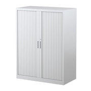 Steelco Tambour Door Cabinet 3 Shelves- 1200mm H x 900mm W x 463D White Satin