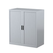 Steelco Tambour Door Cabinet 2 Shelves- 1015mm H x 900mm W x 463D Silver Gray