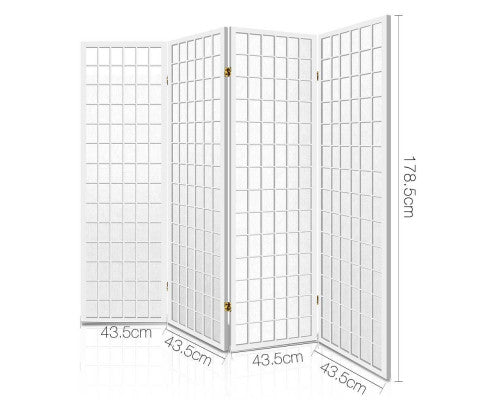 Artiss 4 Panel Wooden Room Divider - White