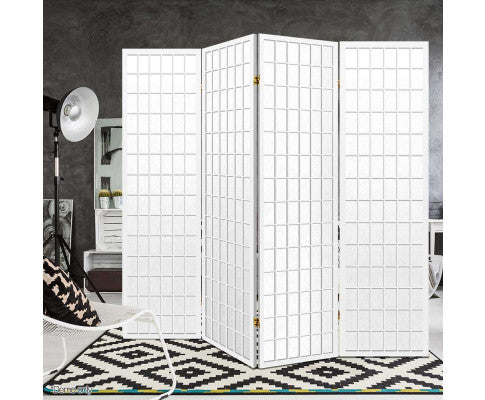 Artiss 4 Panel Wooden Room Divider - White