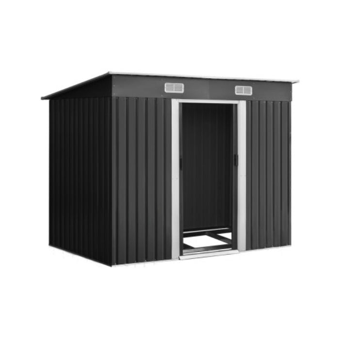 Giantz 2.38 x 1.31m Steel Base Garden Shed - Grey