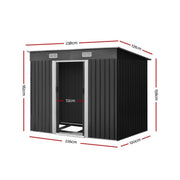 Giantz 2.38 x 1.31m Steel Base Garden Shed - Grey