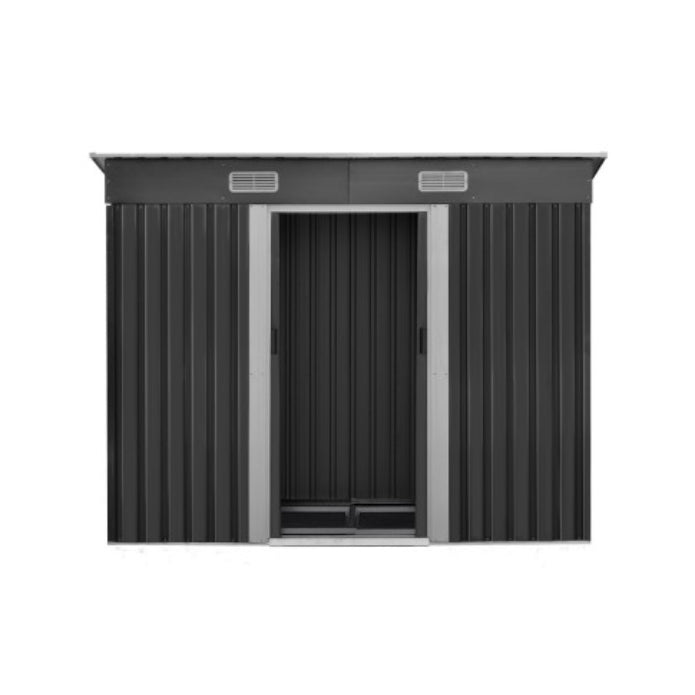 Giantz 2.38 x 1.31m Steel Base Garden Shed - Grey