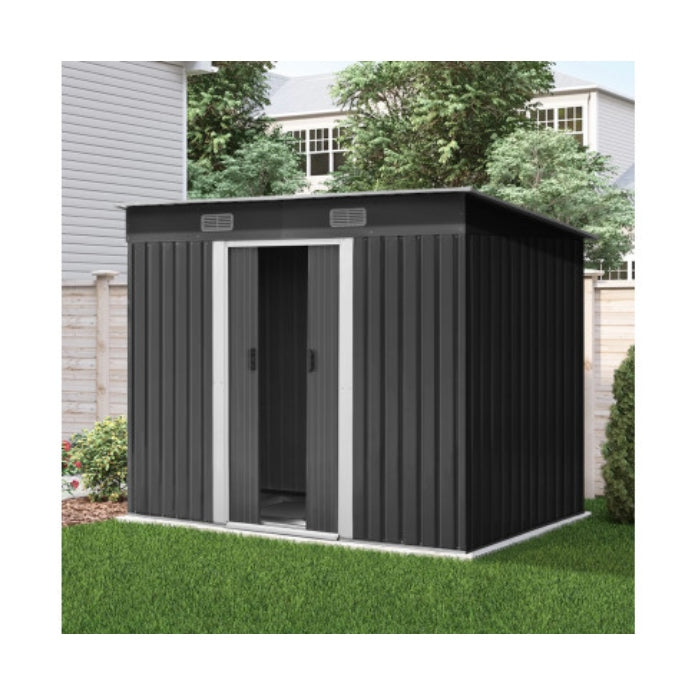 Giantz 2.38 x 1.31m Steel Base Garden Shed - Grey