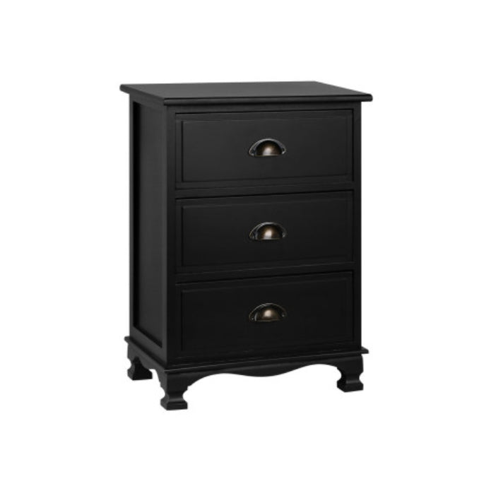 Artiss Vintage Bedside Table Chest Storage Cabinet Nightstand Black