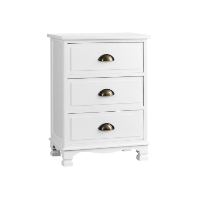 Artiss Vintage Bedside Table Chest Storage Cabinet Nightstand White