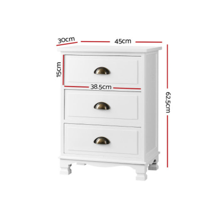 Artiss Vintage Bedside Table Chest Storage Cabinet Nightstand