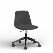 Sofia Chair with Gas Lift Castor Base Pewter Fabric Black Powdercoat No