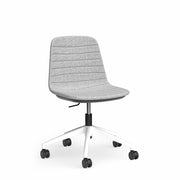 Sofia Chair with Gas Lift Castor Base Grey Mist Fabric White Powdercoat No