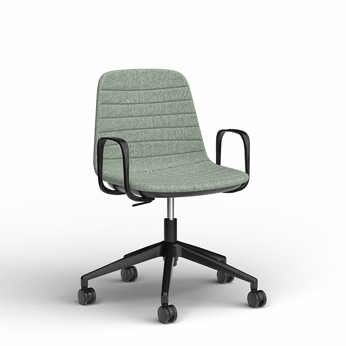 Sofia Chair with Gas Lift Castor Base Leaf Fabric Black Powdercoat Yes