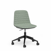 Sofia Chair with Gas Lift Castor Base Leaf Fabric Black Powdercoat No