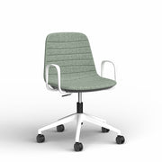 Sofia Chair with Gas Lift Castor Base Leaf Fabric White Powdercoat Yes