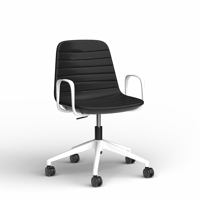 Sofia Chair with Gas Lift Castor Base Black White Powdercoat Yes